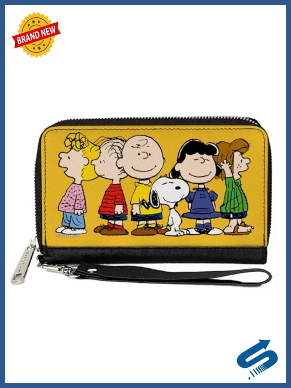 Vegan Leather Zip Around Wallet with Detachable Wristlet Strap, Card Slots,